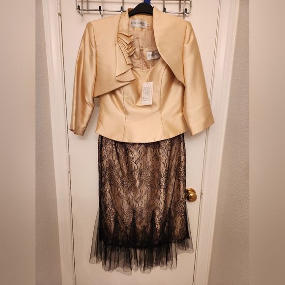 Robe Soirée Style Flapper En Soie Nude - Bretelles, Volants Bas - Occasion TB
